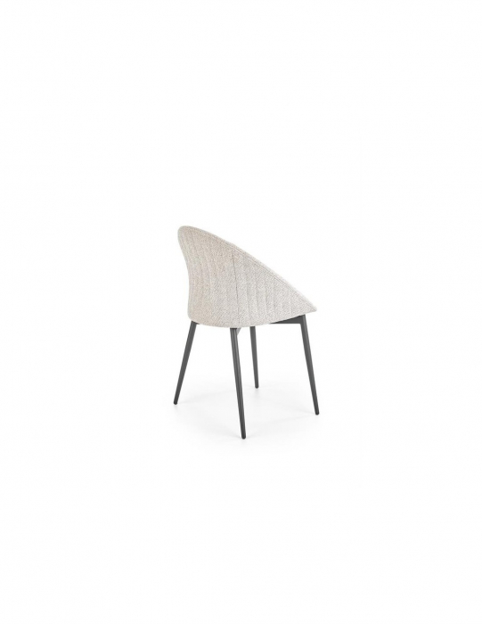 Scaun de living HM K357 gri deschis, cu picioare metalice negre și spătar matlasat [8]