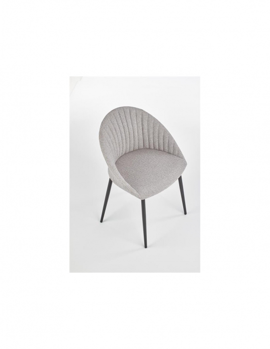 Scaun de living HM K357 gri deschis, cu picioare metalice negre și spătar matlasat [4]