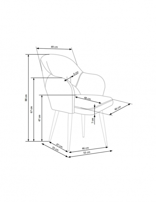 Scaun living HM K364 gri cu picioare negre [8]