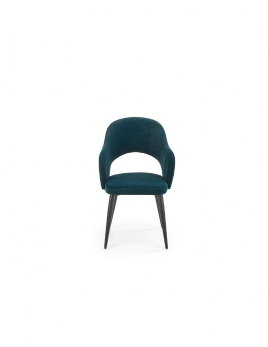 Scaun de living HM K364, verde, cu picioare negre, din metal și stofă, design scandinav [5]