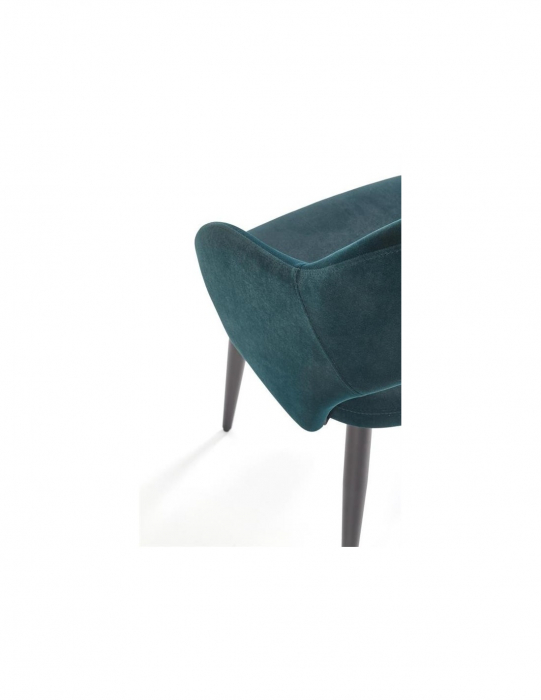 Scaun de living HM K364, verde, cu picioare negre, din metal și stofă, design scandinav [2]