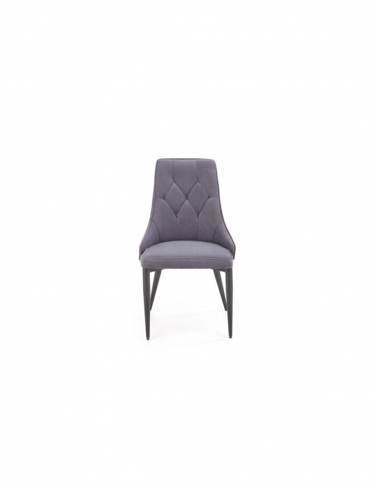 Scaun living gri HM k365 din catifea cu picioare metalice negre [2]