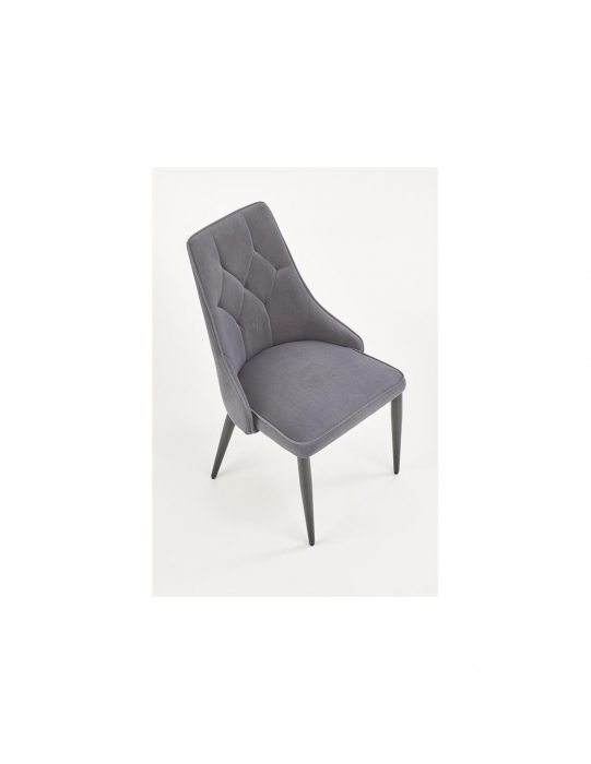 Scaun living gri HM k365 din catifea cu picioare metalice negre [4]