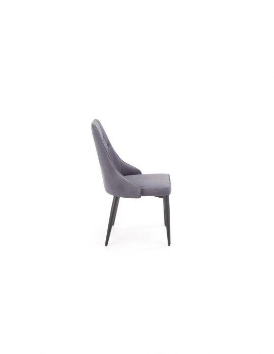 Scaun living gri HM k365 din catifea cu picioare metalice negre [9]