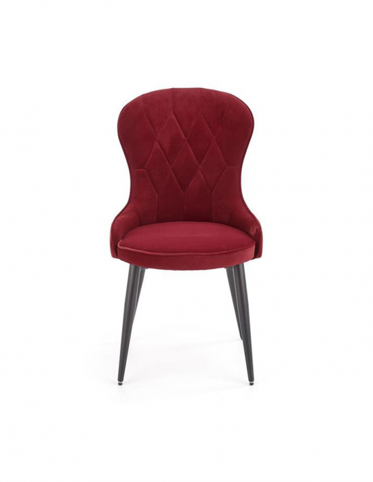 Scaun living HM k366 bordo tapitat cu stofa si picioare metalice negre [3]