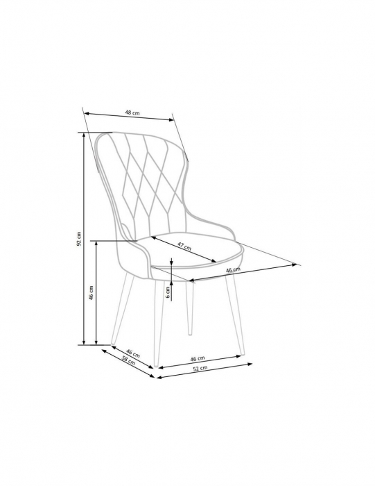 Scaun living HM k366 bordo tapitat cu stofa si picioare metalice negre [6]