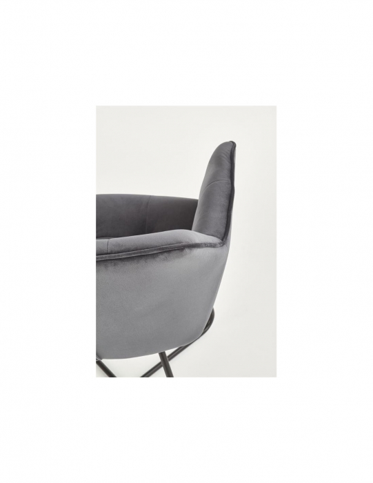 Scaun living gri inchis HM K377 cu picioare metalice incrucisate [4]