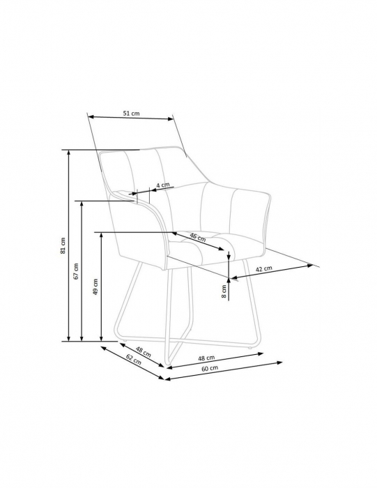Scaun living HM K377 verde, cu tapiterie din stofă și picioare metalice negre [5]