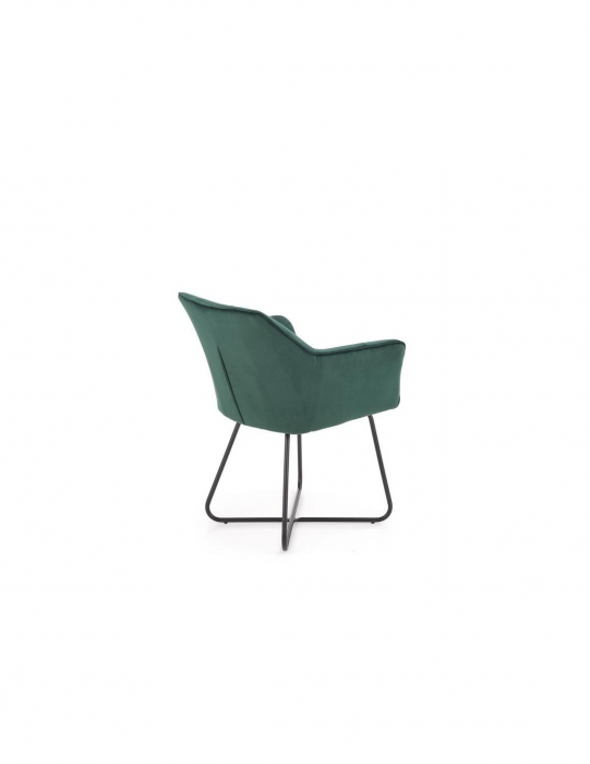 Scaun living HM K377 verde, cu tapiterie din stofă și picioare metalice negre [4]