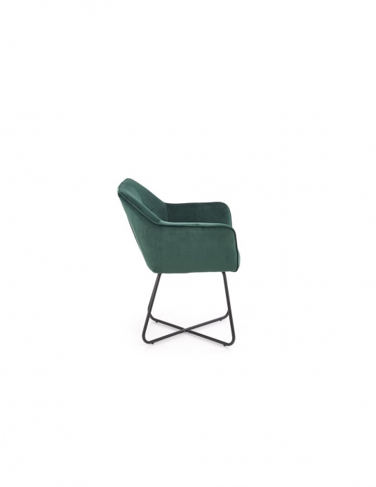 Scaun living HM K377 verde, cu tapiterie din stofă și picioare metalice negre [7]