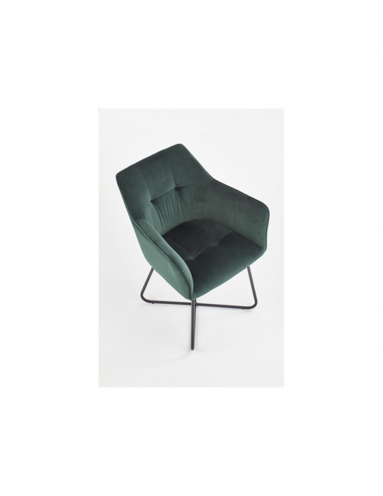 Scaun living HM K377 verde, cu tapiterie din stofă și picioare metalice negre [6]