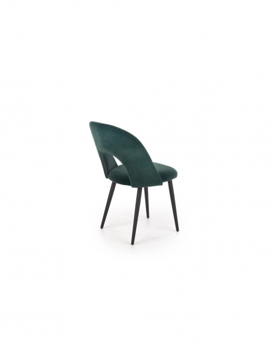 Scaun de living modern HM k384, tapițat în stofă verde, cu picioare negre [6]