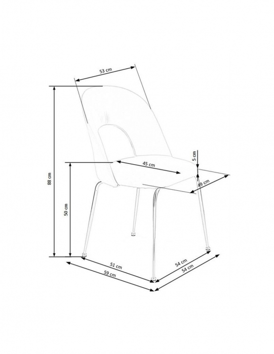 Scaun living HM K385 negru cu picioare metalice aurii [3]
