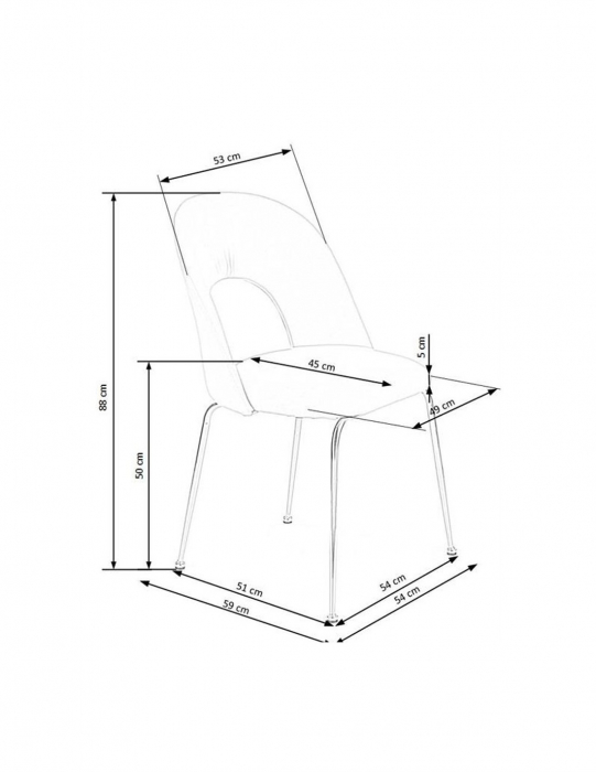 Scaun living HM K385 roz catifea cu picioare metalice aurii [7]