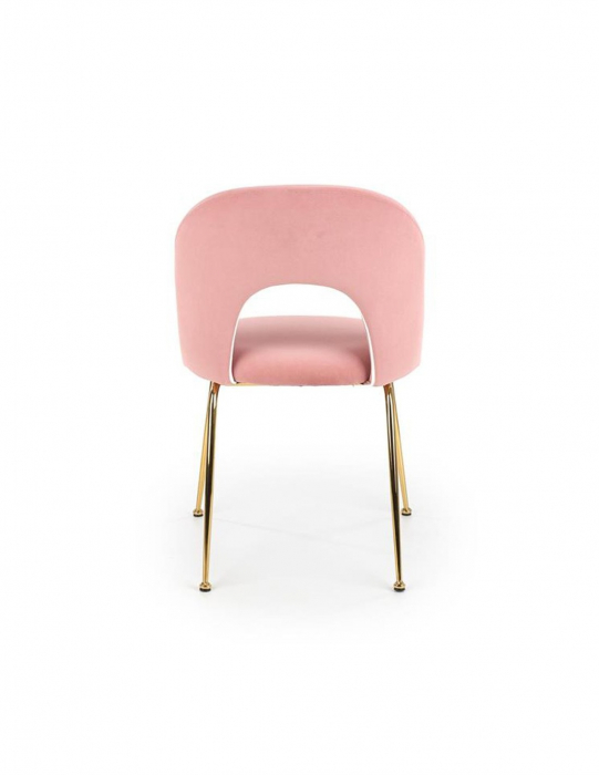 Scaun living HM K385 roz catifea cu picioare metalice aurii [2]
