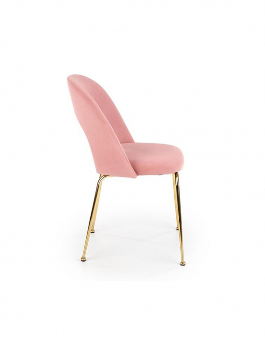 Scaun living HM K385 roz catifea cu picioare metalice aurii [3]