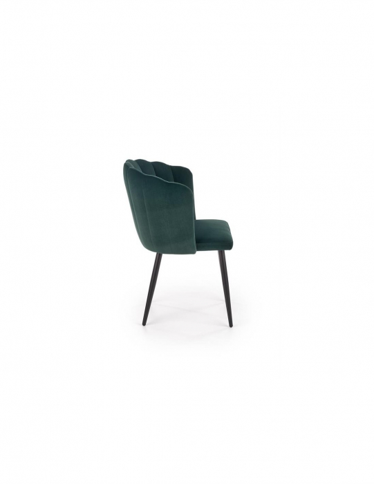 Scaun de living HM k386, catifea verde, design scoică [5]