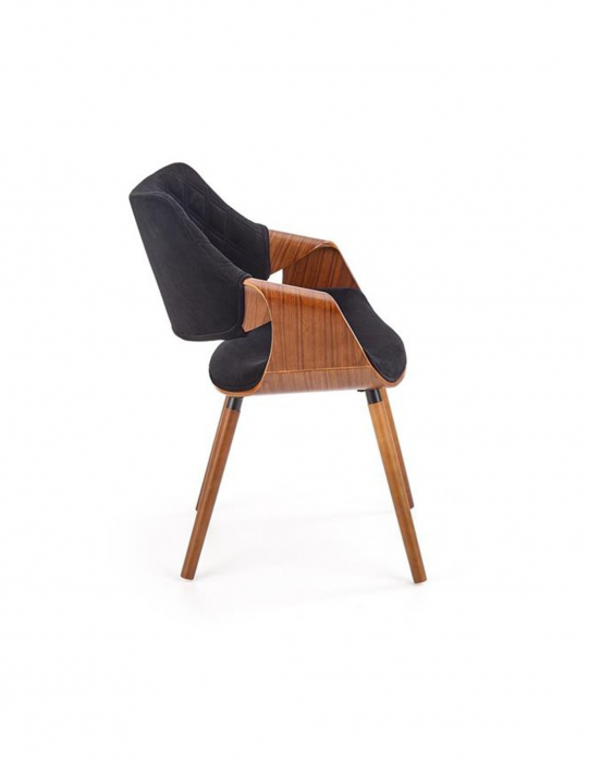 Scaun living modern K396 negru cu picioare din lemn de nuc [3]