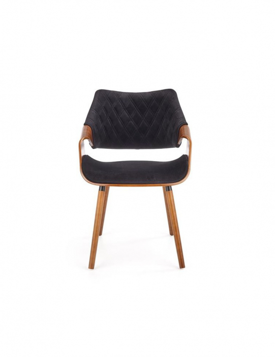Scaun living modern K396 negru cu picioare din lemn de nuc [2]