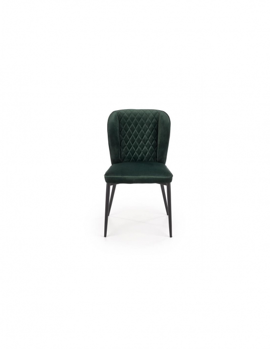 Scaun de living HM k399, verde, cu spătar matlasat și picioare metalice negre [5]