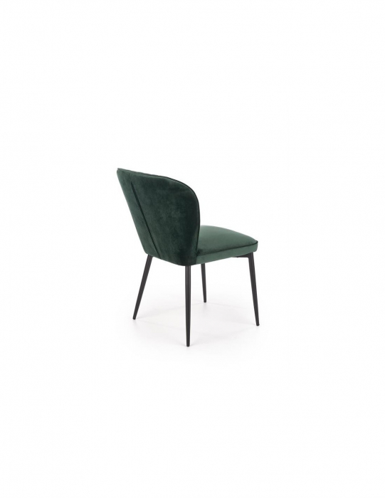 Scaun de living HM k399, verde, cu spătar matlasat și picioare metalice negre [2]