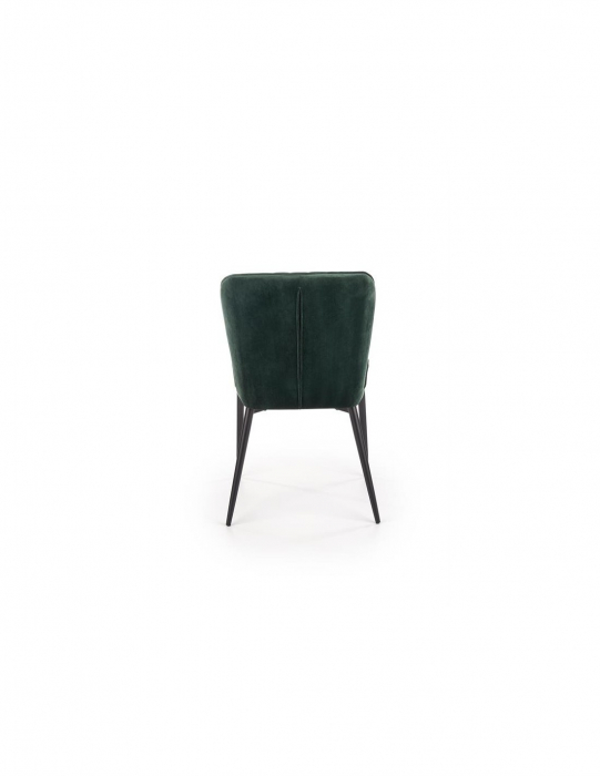 Scaun de living HM k399, verde, cu spătar matlasat și picioare metalice negre [3]