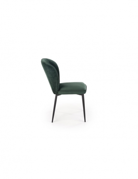 Scaun de living HM k399, verde, cu spătar matlasat și picioare metalice negre [6]