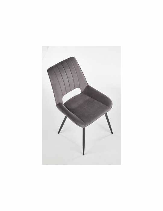 Scaun living HM K404 gri cu picioare metalice negre si spatar cu nervuri verticale [3]