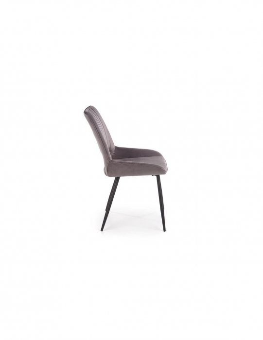 Scaun living HM K404 gri cu picioare metalice negre si spatar cu nervuri verticale [2]