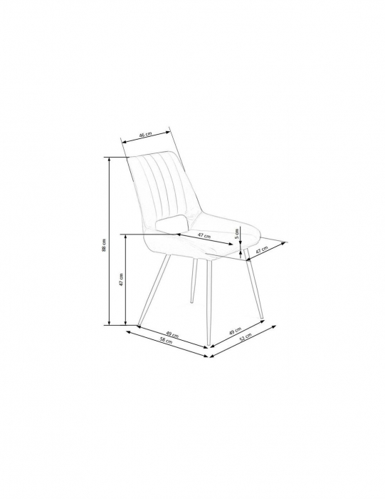 Scaun living HM K404 gri cu picioare metalice negre si spatar cu nervuri verticale [5]