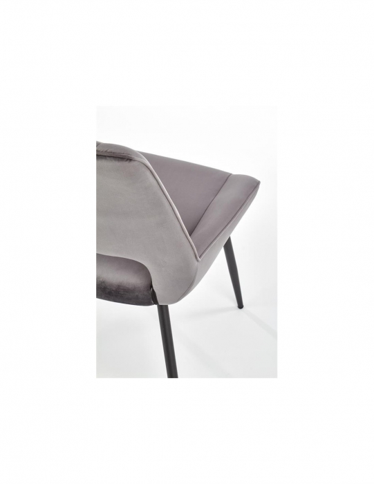 Scaun living HM K404 gri cu picioare metalice negre si spatar cu nervuri verticale [8]