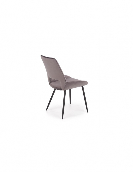 Scaun living HM K404 gri cu picioare metalice negre si spatar cu nervuri verticale [4]