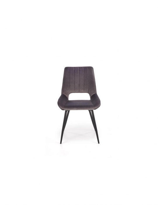 Scaun living HM K404 gri cu picioare metalice negre si spatar cu nervuri verticale [6]