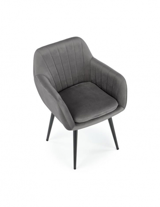 Scaun living HM K429 gri catifea cu picioare negre [5]