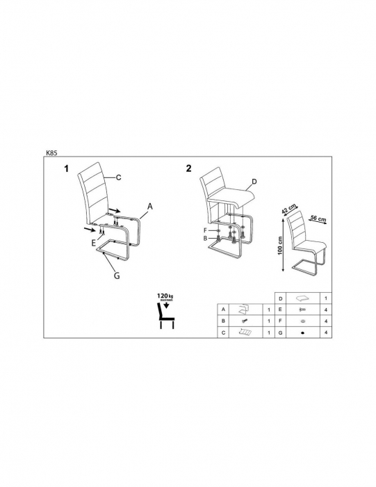 Scaun living HM K85 negru piele ecologica picioare metal cromat [3]