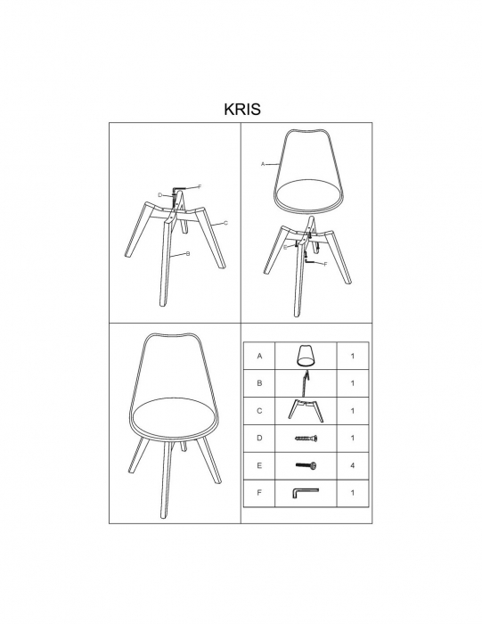 Scaun living SL Kris II negru din ABS si piele ecologica cu picioare din lemn masiv [3]