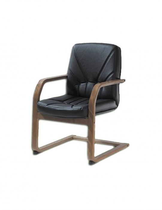 Scaun vizitator 5950 S negru cu brațe și picioare din lemn [2]
