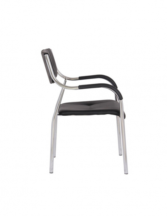 Scaun vizitator GN negru cu manere si cadru metalic cromat [6]