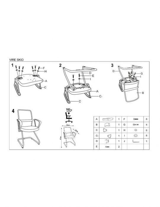 Scaun vizitator mesh HM Vire Skid negru [4]