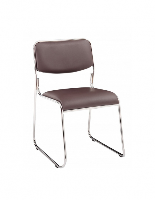 Scaun vizitator Emil cu cadru cromat si tapiterie piele ecologica crem [6]