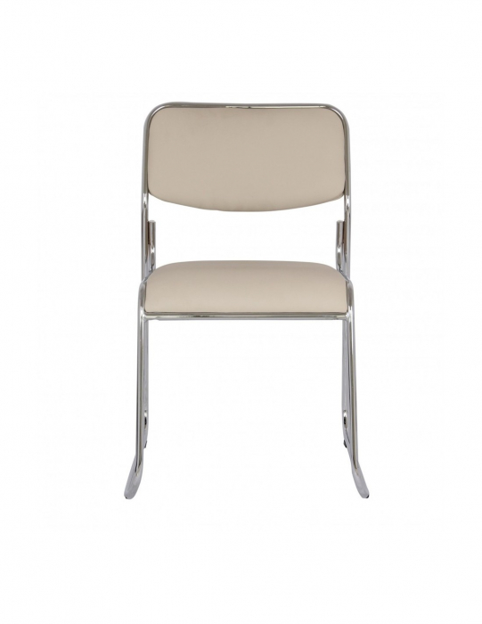 Scaun vizitator Emil cu cadru cromat si tapiterie piele ecologica crem [4]