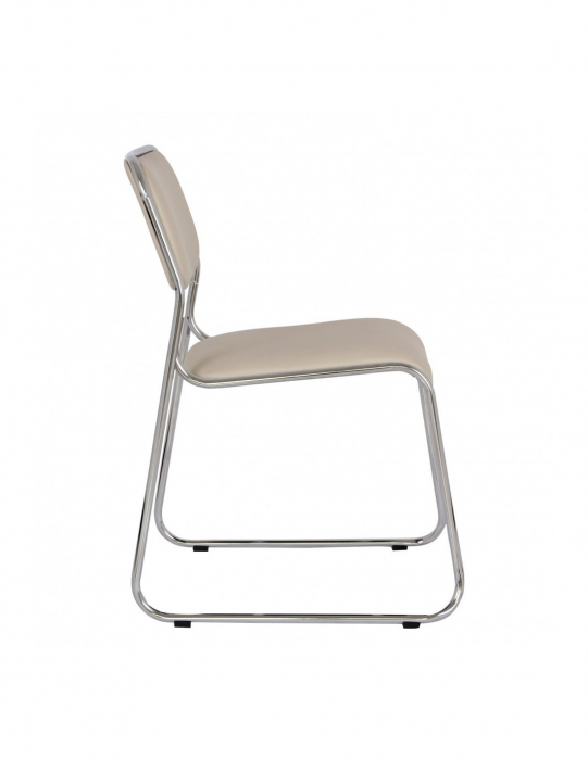 Scaun vizitator Emil cu cadru cromat si tapiterie piele ecologica crem [3]