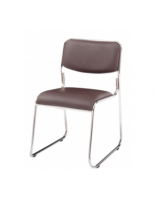 Scaun vizitator Emil cu cadru cromat si tapiterie piele ecologica crem [8]