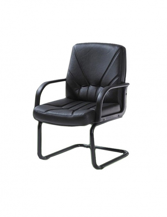 Scaun vizitator din piele naturala, model 5550 S, negru, cu baza pe sanie [2]