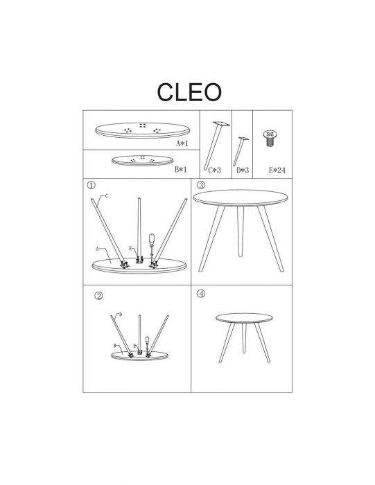 Set mese cafea negre SL Cleo cu picioare metalice conice [2]