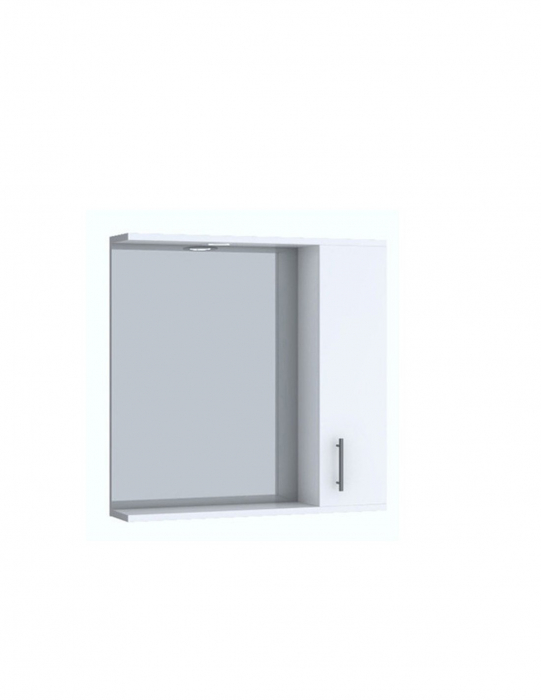 Set mobilier baie alb cu lavoar, oglinda LED si dulap lateral [5]