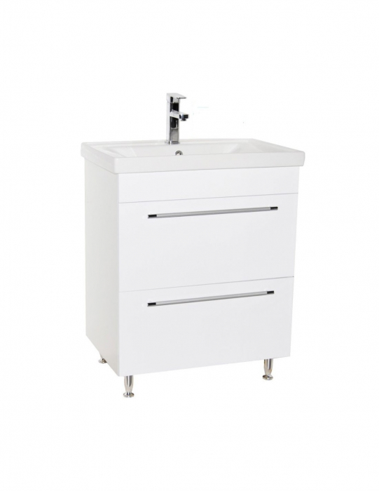 Set mobilier baie alb cu lavoar, oglinda LED si dulap lateral [6]