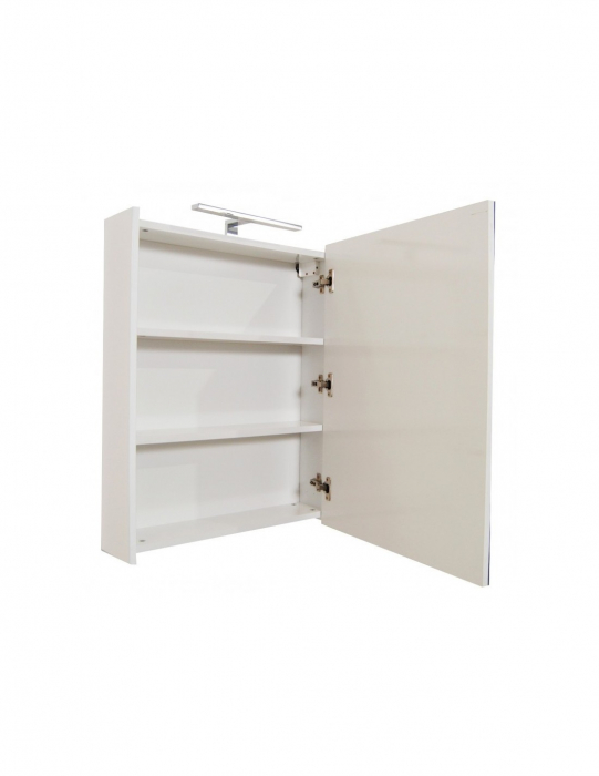 Set mobilier baie alb cu oglinda LED si lavoar [4]