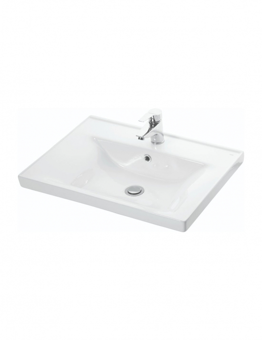 Set mobilier baie alb cu oglinda LED si lavoar [8]