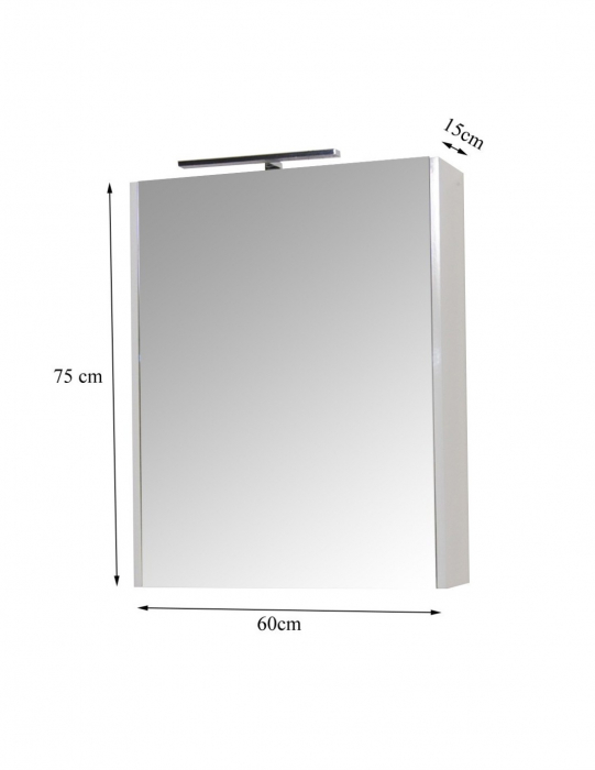 Set mobilier baie alb cu oglinda LED si lavoar [3]